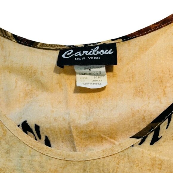 Vintage Caribou New York Tan Brown Black Maxi Beach Sun Dress Size Med Bohemian - Picture 6 of 9